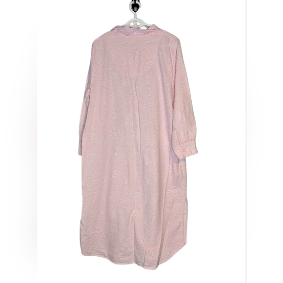 Vtg Pedal Pink Ruffled Long Flanel Floral Nightgown Size L Cozy GrannyCore Warm - Picture 2 of 8